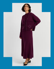 Chinti & Parker Queen of Hearts Wool Cardigan, Red (MULBERRY), large