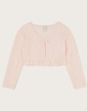 Lace Frill Bow Cardigan, Pink (PINK), large