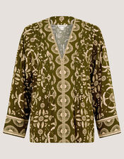 Thalia V-Neck Floral Print Top, Green (GREEN), large