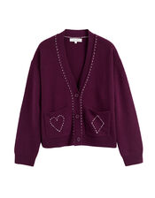 Chinti & Parker Queen of Hearts Wool Cardigan, Red (MULBERRY), large