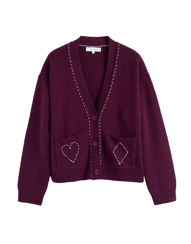 Chinti & Parker Queen of Hearts Wool Cardigan, Red (MULBERRY), large