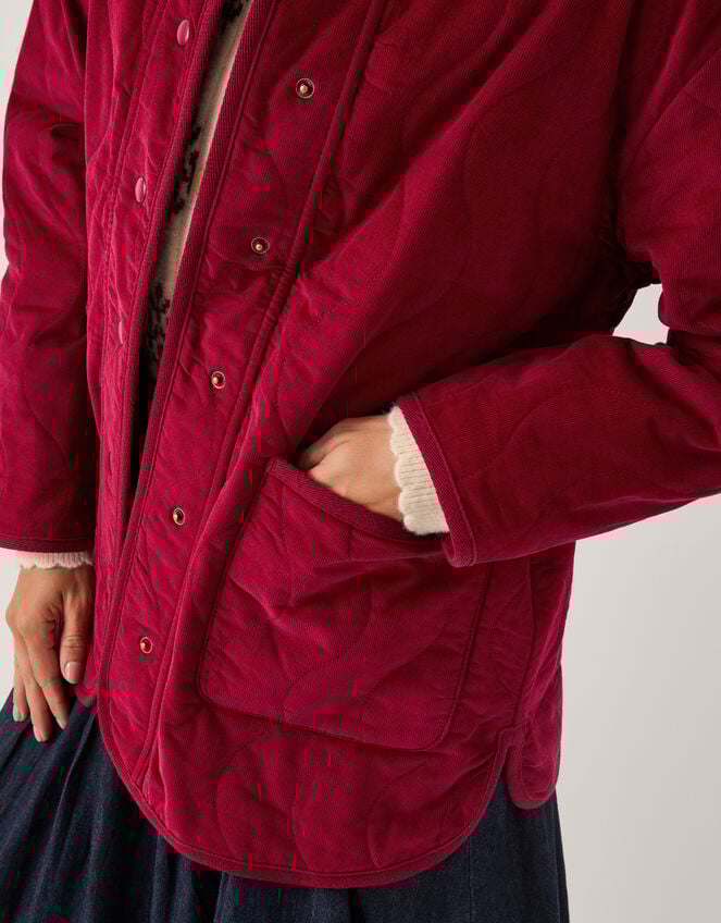 Mandy Corduroy Quilted Jacket, Red (BURGUNDY), large