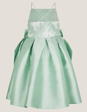 Juniper Satin Lace Bow Bridesmaid Dress, Green (SAGE), large