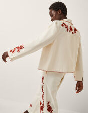 Emilia Floral Embroidered Jacket, Ivory (IVORY), large