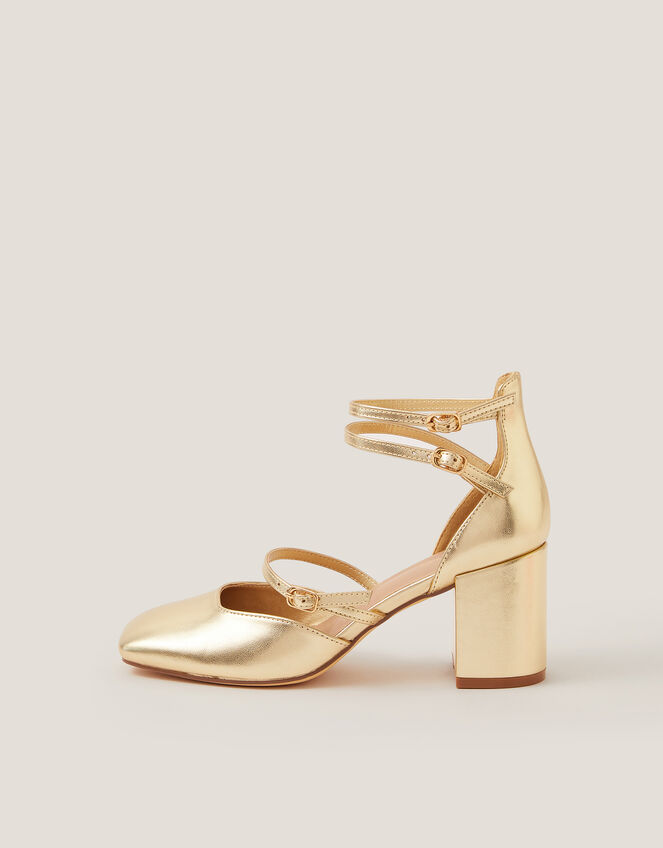 Edie Metallic Mary Jane Heels, Gold (GOLD), large