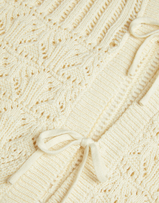 Cropped Knit Cardigan, Ivory (IVORY), large