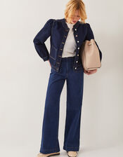 Louisa Frill Denim Jacket, Blue (INDIGO), large