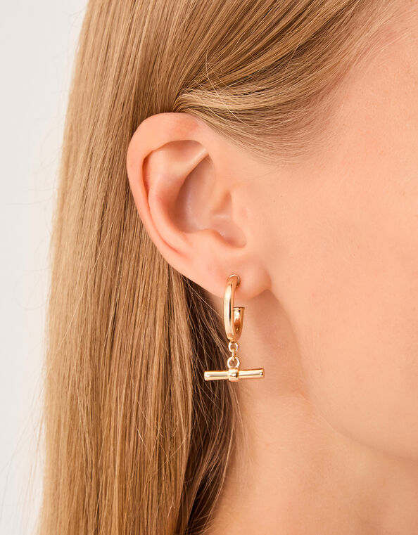 T-Bar Hoop Earrings, , large