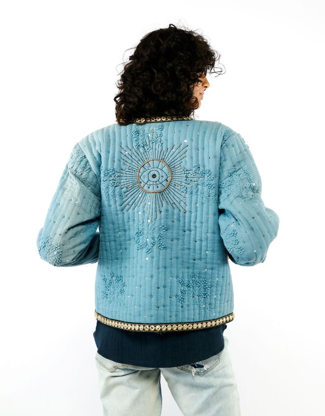 Wild Valentin Embellished Quilted Jacket, Blue (BLUE), large