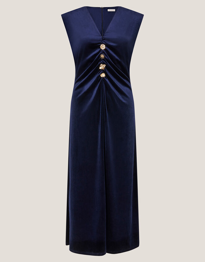Vana Velvet Sleeveless Midi Dress, Blue (MIDNIGHT), large