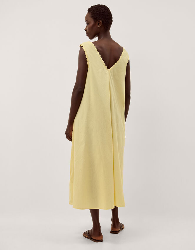 Sunny Sleeveless Scallop Midi Dress, Yellow (YELLOW), large