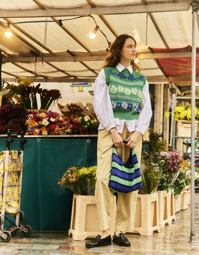 FRNCH Johan Fish Knit Vest, Green (GREEN), large