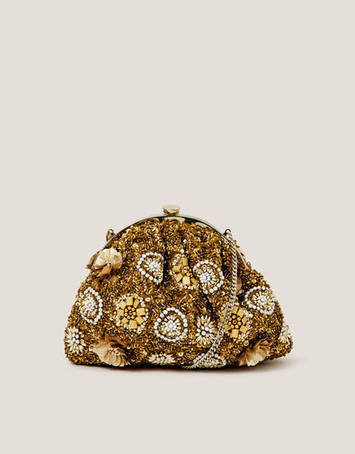 Lulu Flower Embellished Clutch Bag, , large