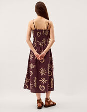 Mafalda Sun Print Bandeau Midi Dress, Brown (CHOCOLATE), large
