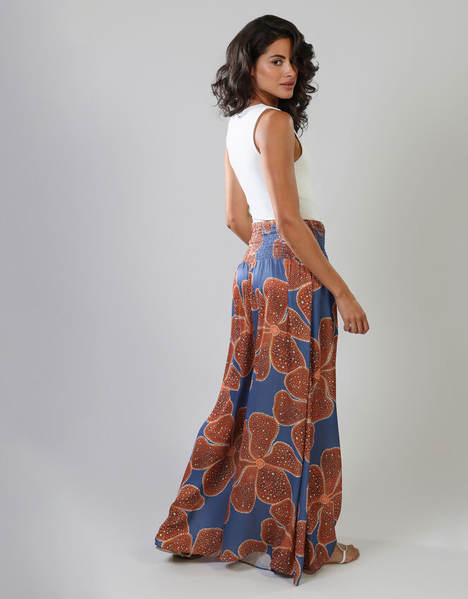 Traffic People Aurora Floral Print Wide Leg Trousers, Blue (BLUE), large