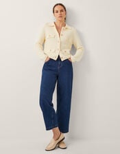 Coby Collar Cardigan, Ivory (IVORY), large