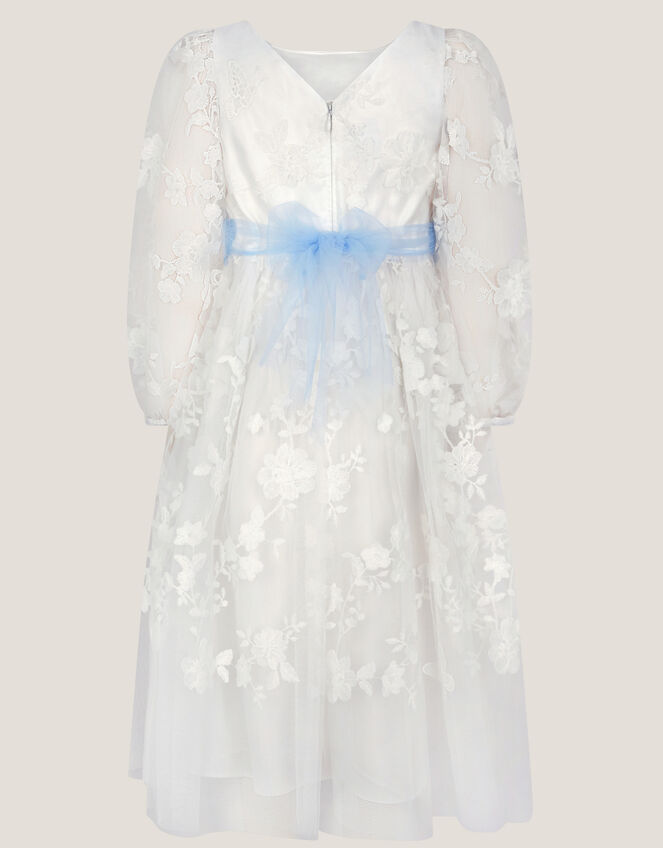 Beatrice Floral Embroidered Tulle Dress, Ivory (IVORY), large