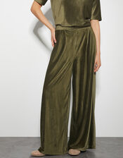 Shay Rib Wide Leg Trousers, Green (KHAKI), large