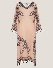 Pam Palm Print Beach Cover-Up Dress, , large