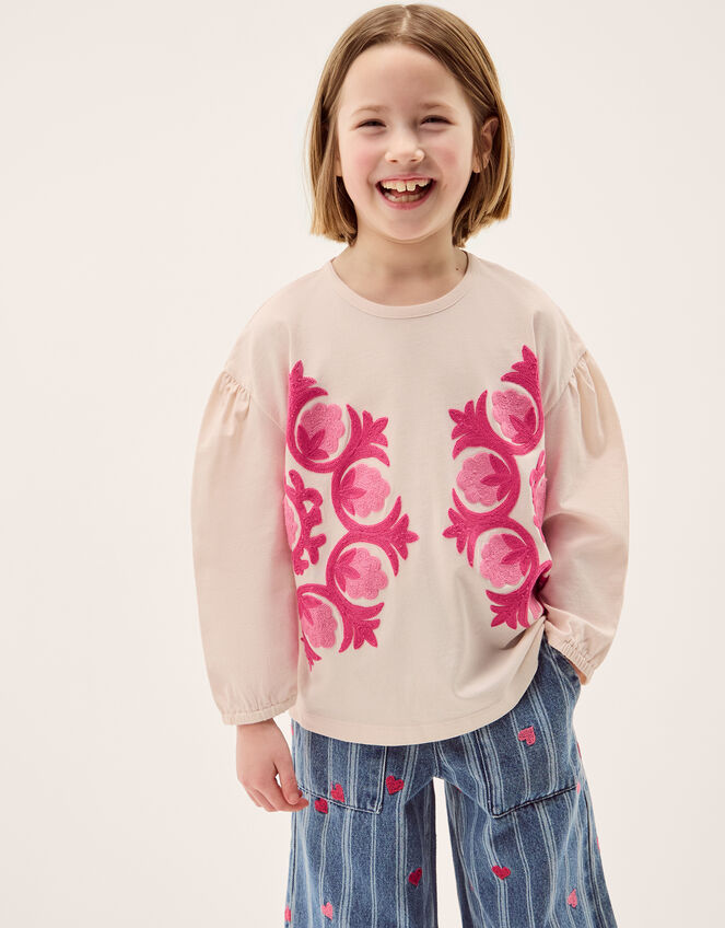 Chain Stitch Long Sleeve Top, Ivory (IVORY), large