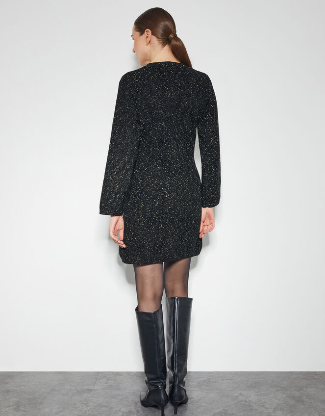 Saskia Sparkle Knit Mini Dress, Black (BLACK), large