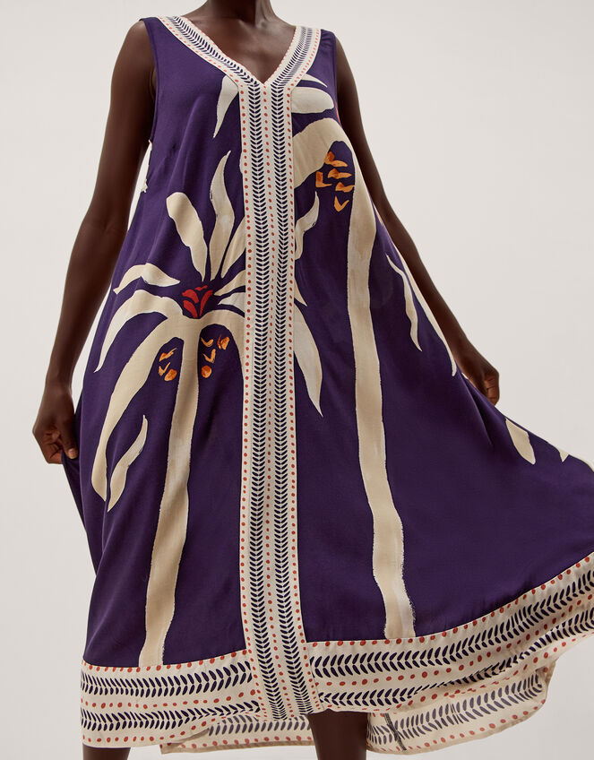 Paloma Sleeveless Print Midi Dress, Blue (NAVY), large