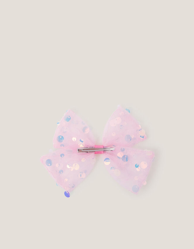 Sequin Bow Hair Clip, , large