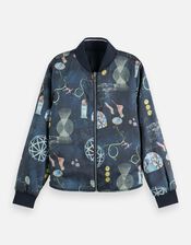 Scotch & Soda Reversible Quilted Bomber Jacket, Blue (NAVY), large