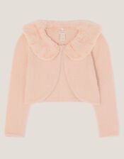 Faux Fur Collar Cardigan, Pink (PINK), large