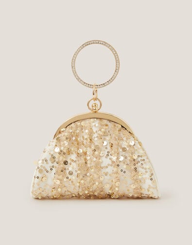 Embroidered Tulle Bangle Mini Bag, Ivory (IVORY), large