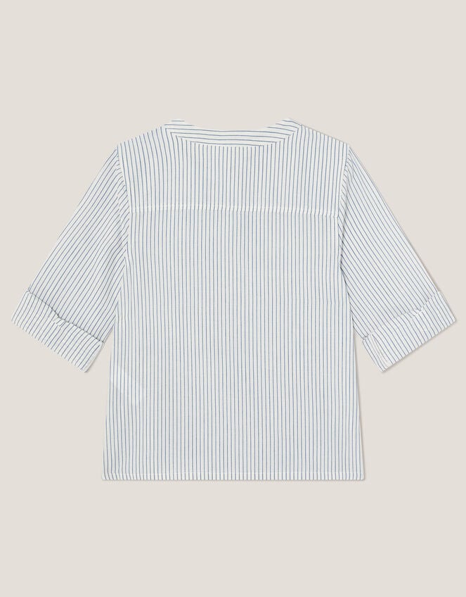 Stripe Cotton Shirt, Ivory (IVORY), large