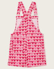 Heart Print Short Dungarees, Pink (PINK), large