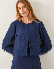 Elora Scalloped Chiffon Jacket, Blue (NAVY), large