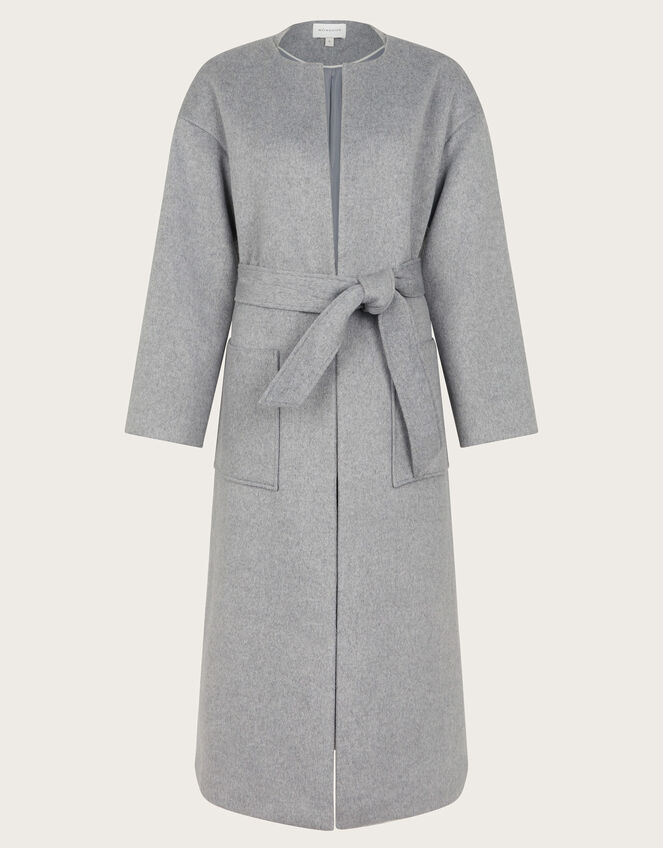 Cassie Long Belted Coat, Grey (GREY), large