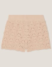 Crochet Flower Knit Shorts, Ivory (IVORY), large
