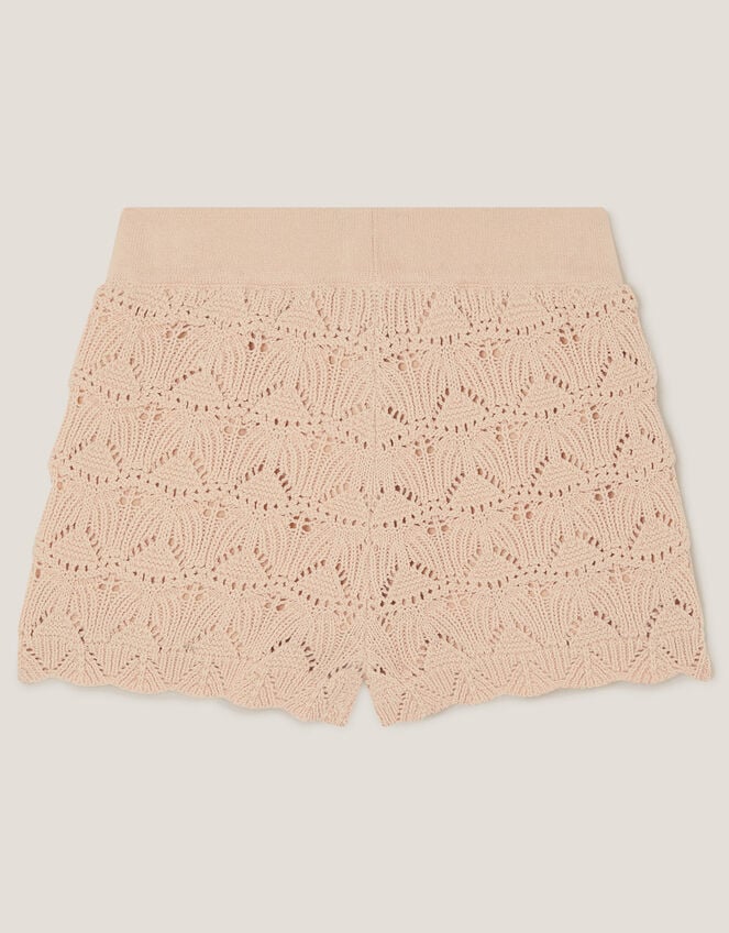 Crochet Flower Knit Shorts, Ivory (IVORY), large