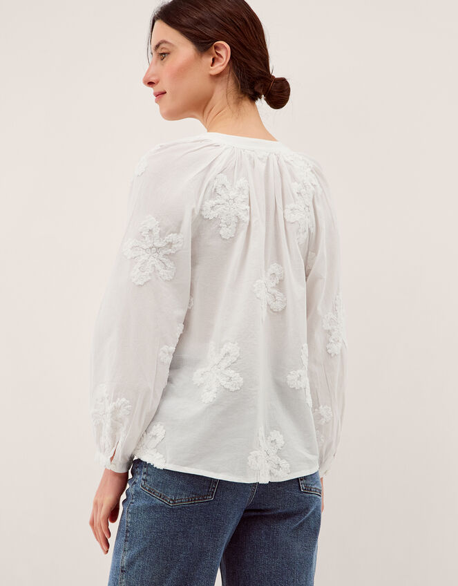Aria Floral Appliqu&eacute; Blouse, White (WHITE), large