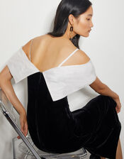 Louisa Velvet Bandeau Midi Dress, Black (BLACK), large