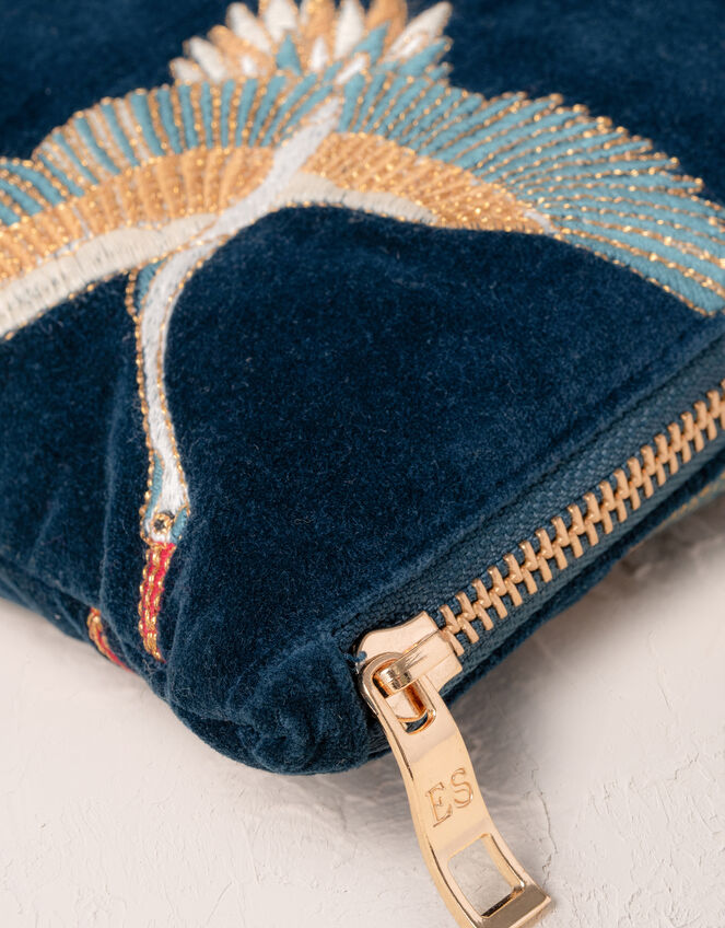 Elizabeth Scarlett Crane Velvet Pouch, , large