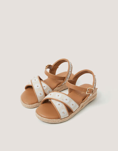 Floral Espadrille Wedge Sandals, Natural (NATURAL), large