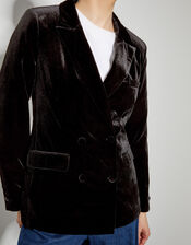 Valery Velvet Double Breasted Jacket , Black (BLACK), large
