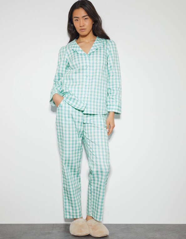 Clementine Gingham Pyjama Set, Teal (TEAL), large