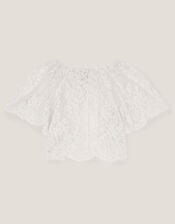 Lola Lace Short Sleeve Cover Up, Ivory (IVORY), large