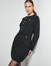 Saskia Sparkle Knit Mini Dress, Black (BLACK), large