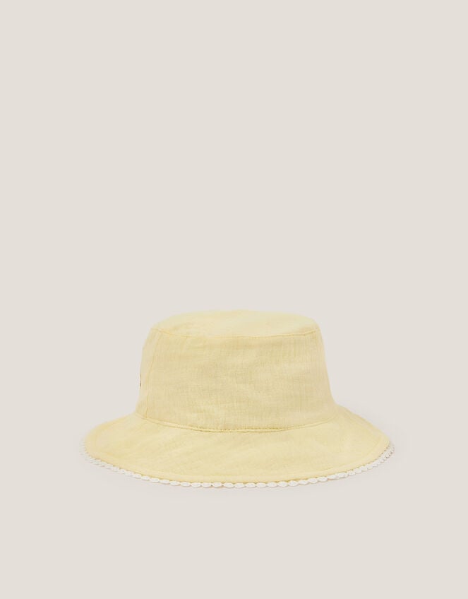 Baby Floral Embroidered Bucket Hat, Yellow (LEMON), large