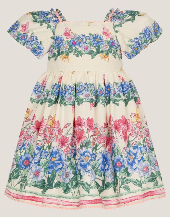 Baby Clara Puff Sleeve Floral Print Dress, Ivory (IVORY), large