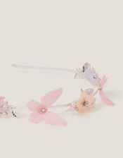 Floral Butterfly Embellished Metal Headband, , large