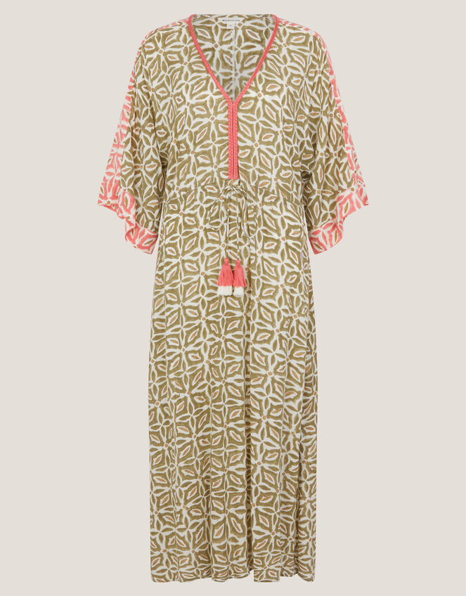 Elma Print Midi Beach Dress, Green (KHAKI), large