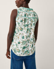 Saoirse Sleeveless Pintuck Floral Top, Ivory (IVORY), large