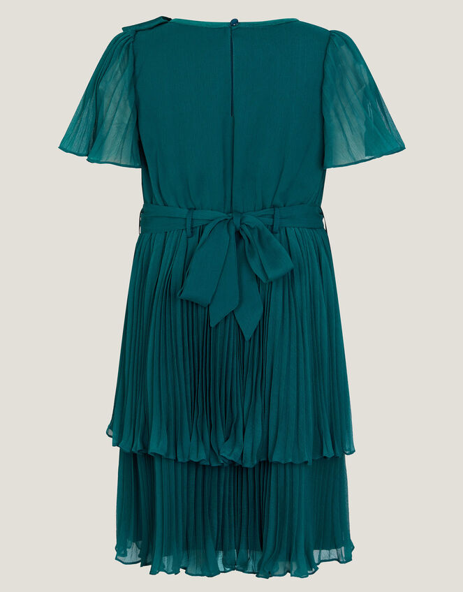 Alicia Pleated Tiered Party Dress, Teal (TEAL), large